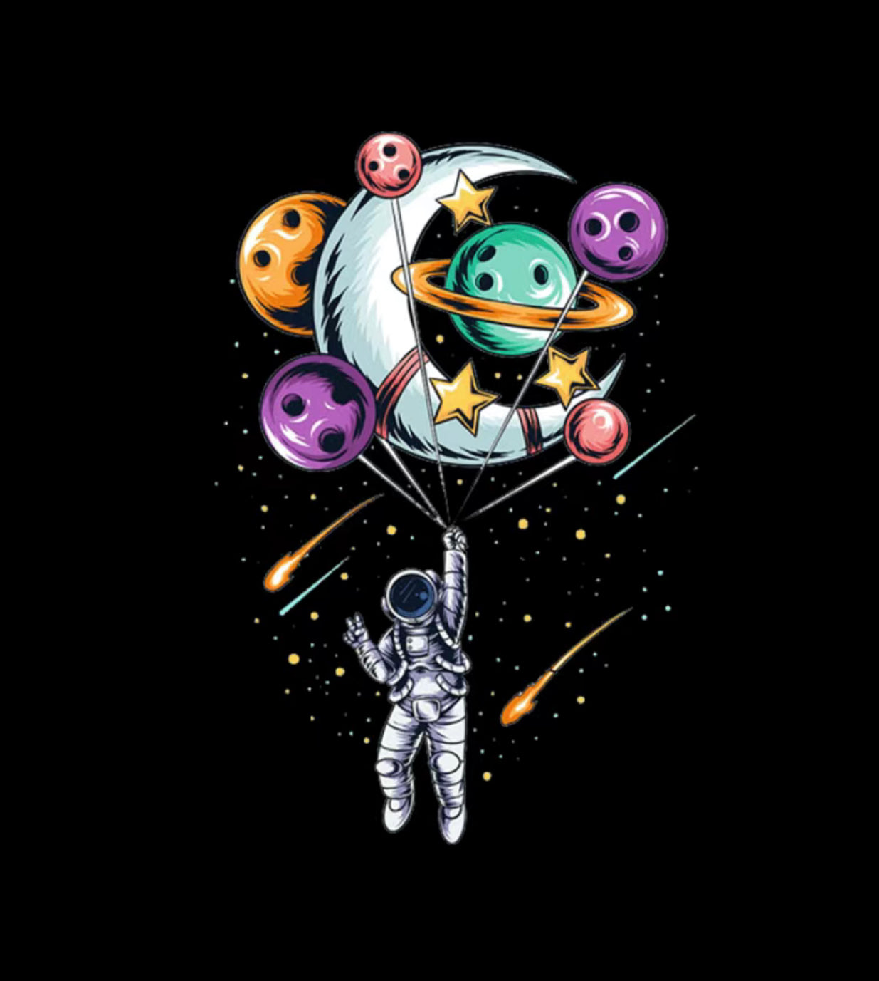 Astronaut with Planet Balloons