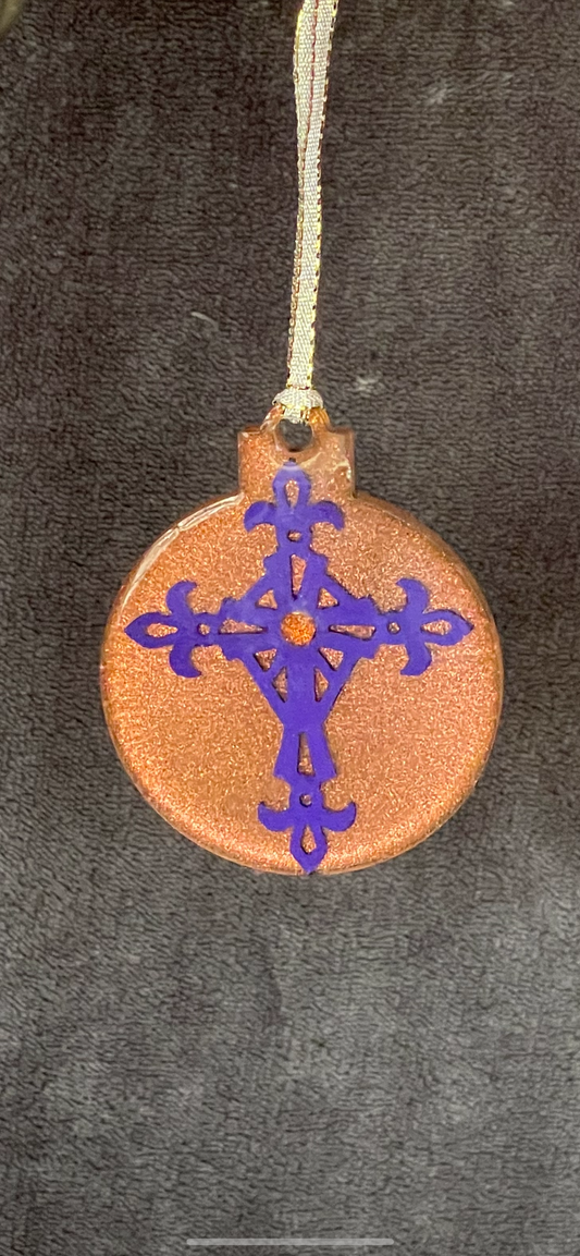 Purple Cross Ornament