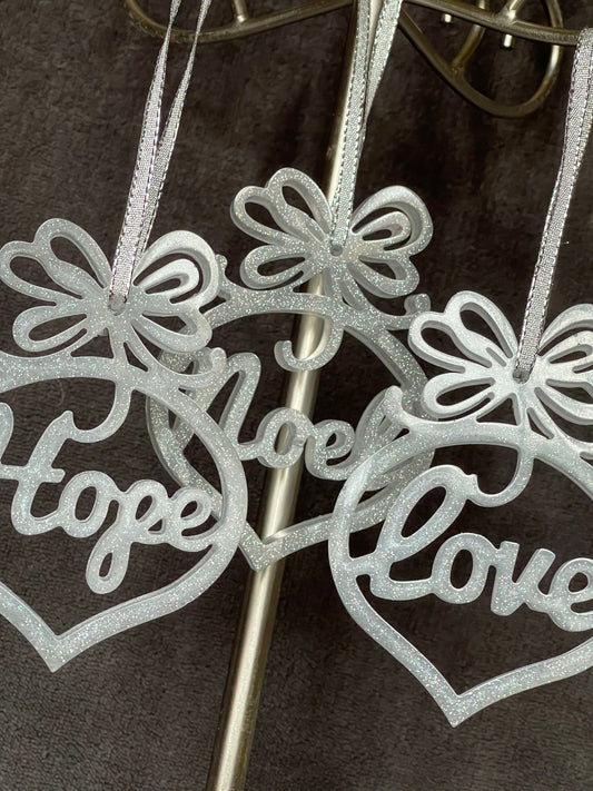 “HOPE, LOVE & NOEL” ornaments (Set of 3)