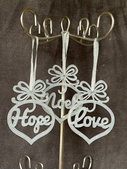 “HOPE, LOVE & NOEL” ornaments (Set of 3)